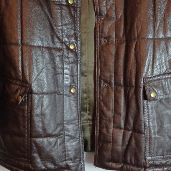 PEACOCK FEATHER Leather Jacket With Stand up Collar. XL. - Picture 6 of 12